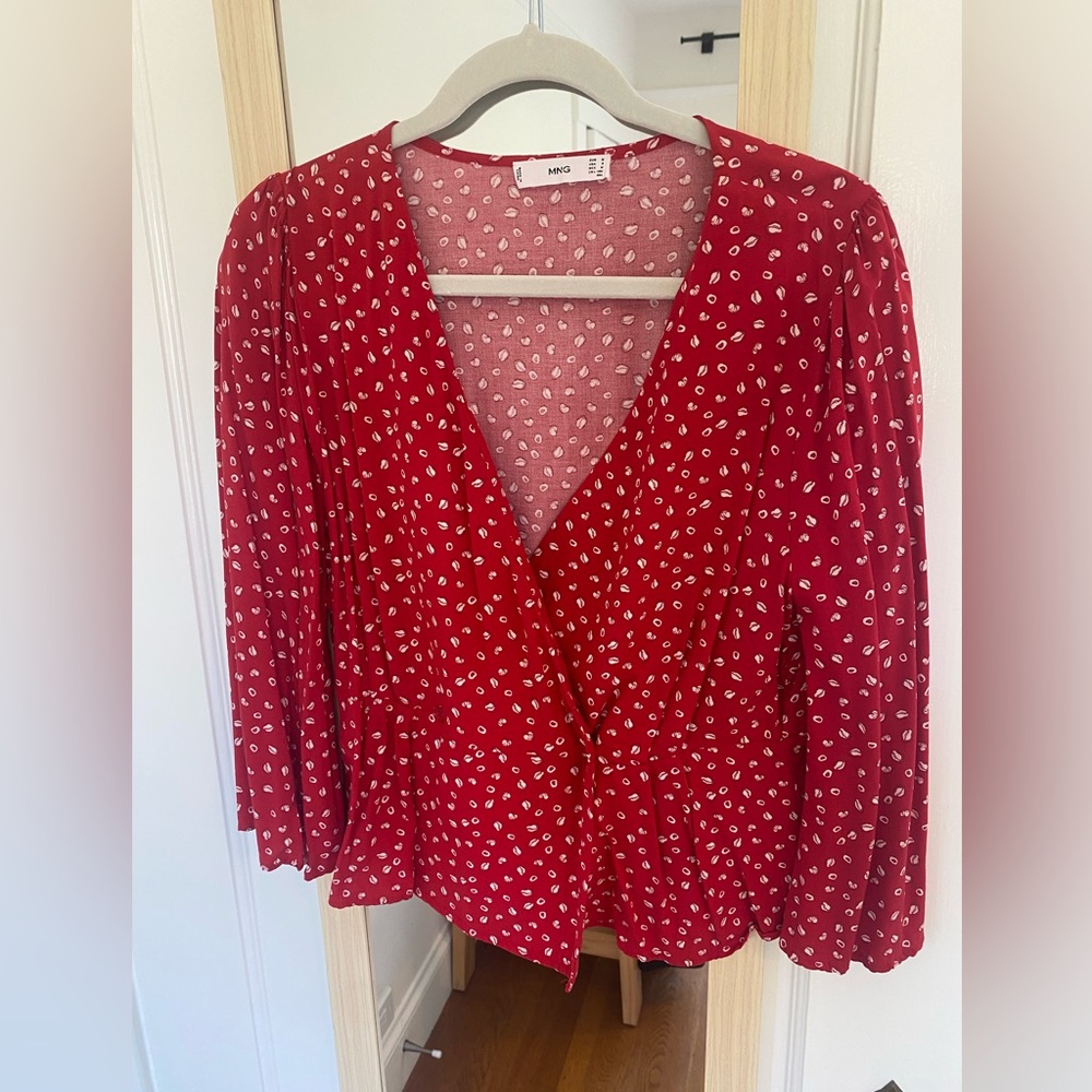 Red Wrap Top Blouse
